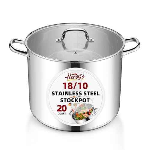 20-Quart 18/10 Stainless Steel Stock Pot with Lid, Large Heavy Duty Soup Pot Compatible with Electric, Gas, Induction and Gas Cooktops, Non-Toxic & Corrosion Resistant, Dishwasher Safe