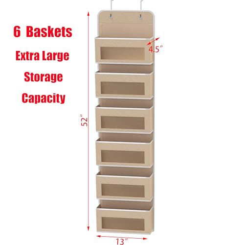6 Clear Window Pocket Over Door Hanging Organizer