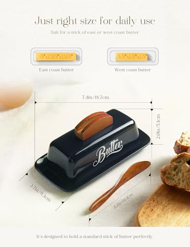 Black Butter Dish with Lid and Knife