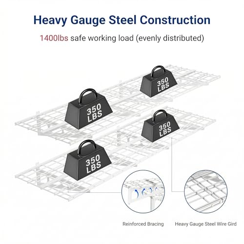 2 Pack 2x6ft Garage Shelving with Hooks (2 Count)