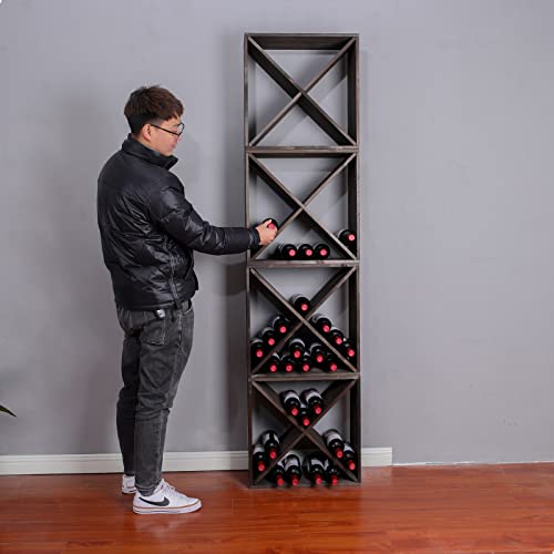 Wine Racks countertop Solid Wood Stackable Storage Rustic Retro Cube 48 (48 Count)