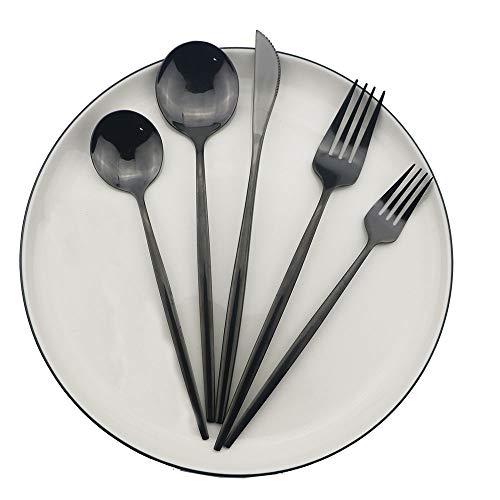 Shiny Black Silverware Set (6 Count)