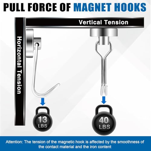 Magnetic Hooks Magnet Hook for Cruise Cabins Fridge 40LBS 6Pack (6 Count)