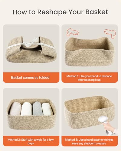 Small Woven Storage Basket for Organizing (3 Count)