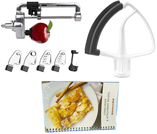DRTVICE6 Combo Package Spiralizer KSM1APC Flex Edge Beater KFE5T Stand Mixer Attachment Recipe Book