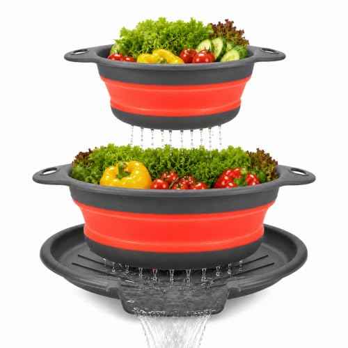 2 Collapsible Colanders with Self