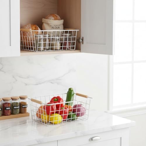 Metal White Wire Basket (2 Count)