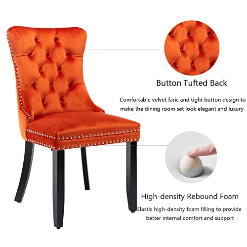 Orange Velvet Dining Chairs Set of 6 (6 Count)