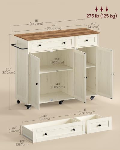 Mobile Kitchen Wooden Island Cart with Storage for Dining Room