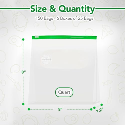 Quart Slider Storage Bags 150 Pack (150 Count)
