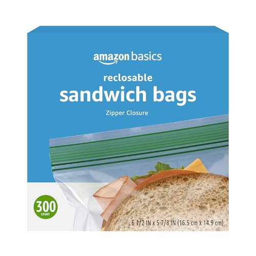 Resealable Double Zipper Sandwich Storage Bags for Food Storage (300 Count)