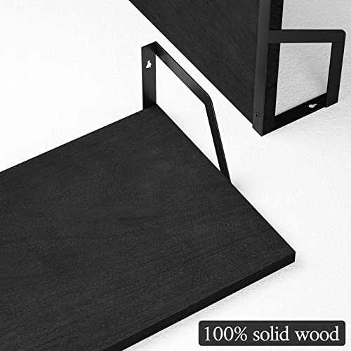 Floating Shelves Wall Mounted Set of 2 Rustic Wood Shelves with Large Capacity (2 Count)