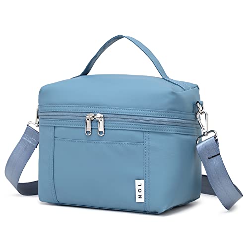 NOL Insulated Lunch Bags for Women Cooler Bag Lightweight Nylon Waterproof Lunch Box for Work Dusty Blue Small 4L