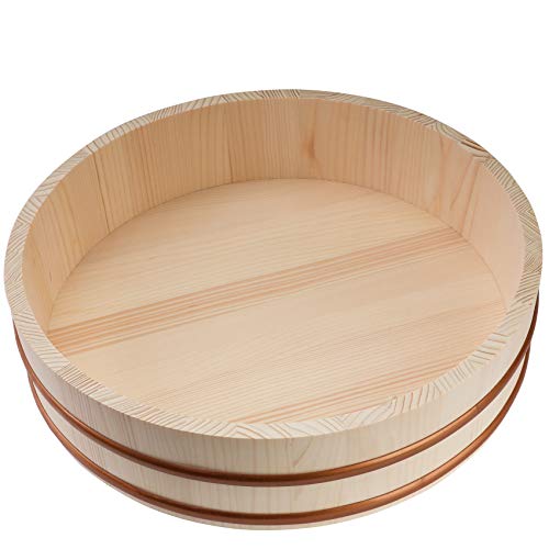 Wooden Sushi Rice Bowl with Lid Hangiri Sushi Oke Sushi Rice Mixing Tub