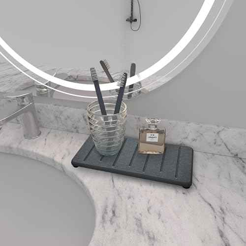 2PCS Water Absorbing Stone Tray for Cosmetics & Hand Soap & Houseplants (2 Count)