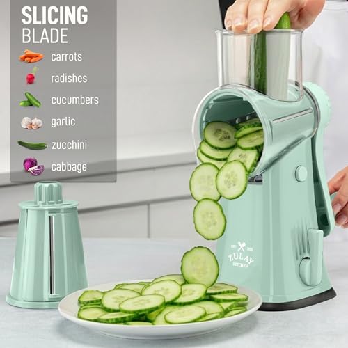 Rotary Cheese Grater Manual Hand Crank 5 Blade Shredder