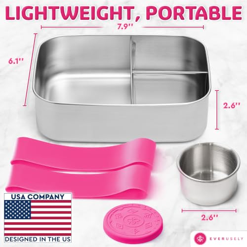 Stainless Steel Bento Box + Condiment Container (6 Count)