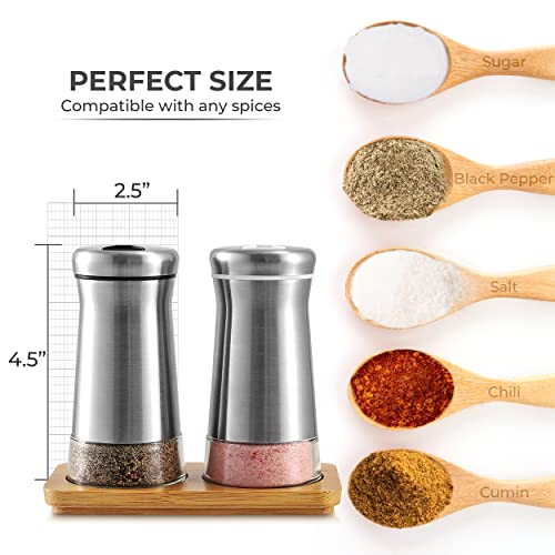Salt and Pepper Shakers set with Adjustable Pour Holes