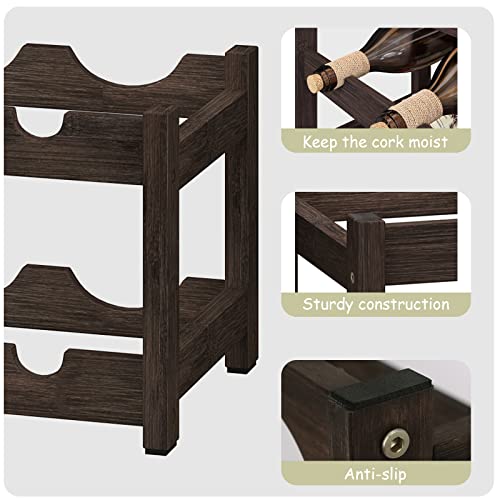 Wine Rack Freestanding 2 Tier 8 Bottle Bamboo Wine Racks Countertop Cabinet Wine Holder Wine Storage Shelf for