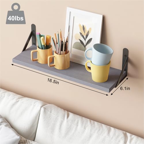 16.5in Floating Shelves for Wall Home Decor (6 Count)