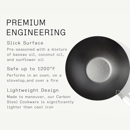 Cookware 13" Seasoned Carbon Steel Wok