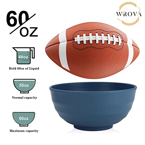 Wheat Straw Bowls Set 60 OZ Unbreakable Large Cereal Bowls Set of 6 Microwave and Dishwasher Safe Bowls Big Bowls for Camping and Party BPA Free Soup Bowl for Serving Oatmeal and Salad