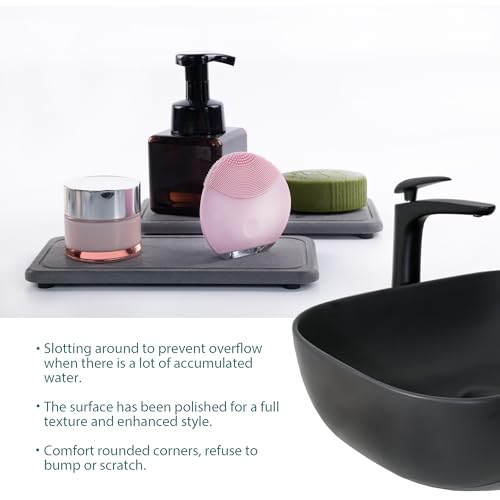 2Pcs Water Absorbent Diatomite Coasters Bathroom Sink Stone Trays (2 Count)