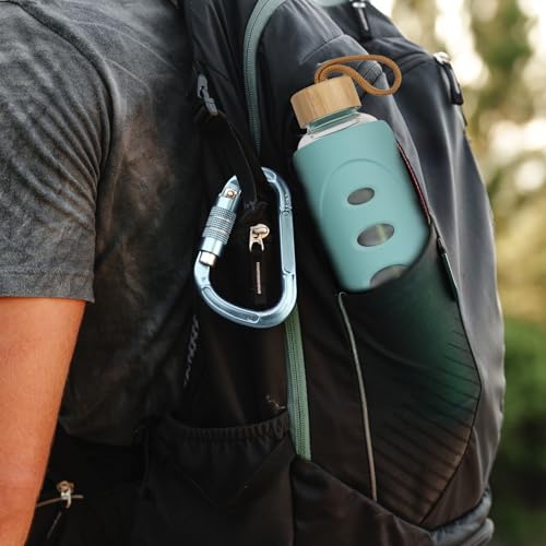 32 oz Narrow Mouth Glass Water Bottle with Windowed Silicone Sleeve