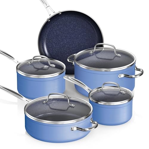 Healthy Duralon Blue Ceramic Nonstick Coated 9pc Cookware Set