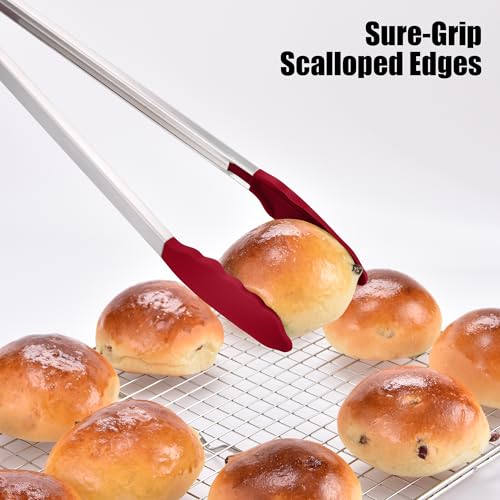 Kitchen Tongs with Silicone Tips for Cooking Serving