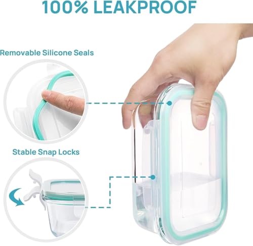 8 Pack Glass Food Storage Containers with Airtight Lids (8 Count)