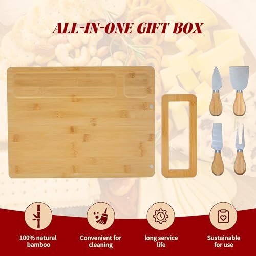 Bamboo Charcuterie Boards Cheese Board Knife Set