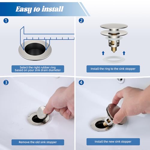 2 Pack All Metal Upgraded Bathroom Sink Stopper (2 Count)