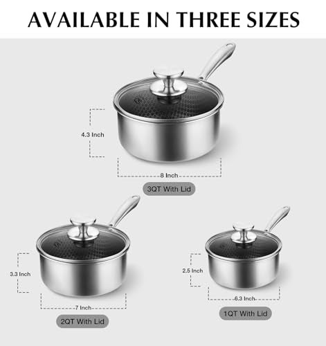 Hybrid Nonstick Stainless Steel Saucepan Set (6 Count)