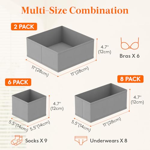 Drawer Organizer Clothes for Closet (16 Count)