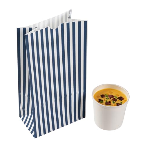 Blue And White Stripe Paper Bag (100 Count)