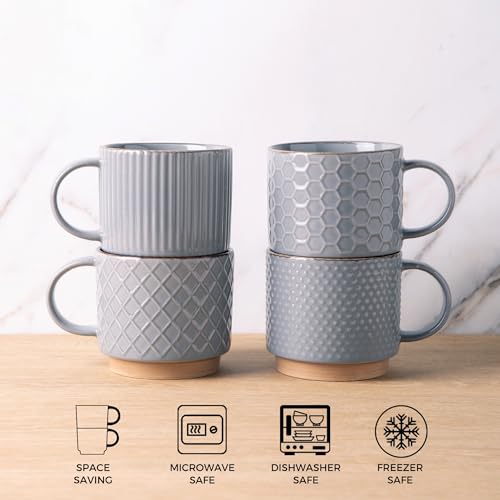 15 OZ Stackable Coffee Mugs Set of 4 (4 Count)