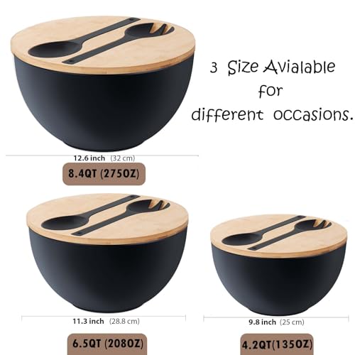 11.3" Extra Large Salad Bowl with Wooden Lid & Servers (208 Count)