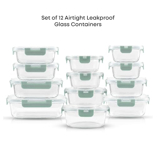 24pc Borosilicate Glass Storage Containers with Lids (24 Count)