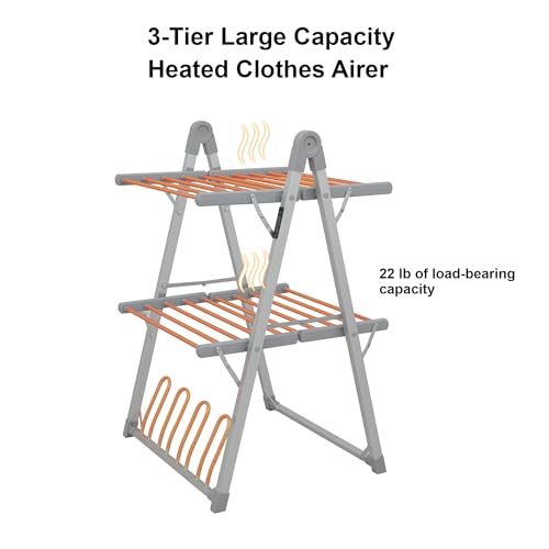 Heated Clothes Drying Rack Foldable Timer Shoes Socks