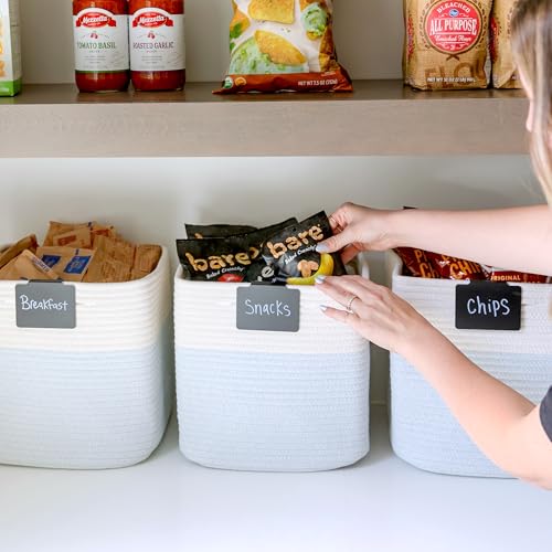 13 Inch Cube Storage Bins Cotton Rope Woven Baskets for Organizing 3 (3 Count)