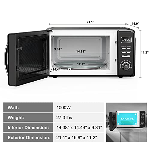 GLCMKZ11BKR10 Retro Countertop Microwave Oven with Auto Cook & Reheat