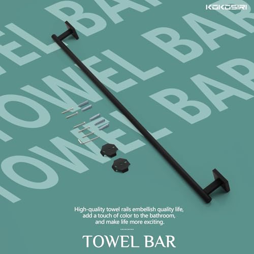 36'' Towel Rails Bathroom Towel Bars Matte Black 36 Inch Bath Towel Holder for Washroom Kitchen Wall Stainless Steel B4005BK