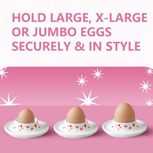Ceramic Sakura Egg Holder Set of 2 Porcelain Holder With 2 Stainless Steels Egg Spoons Breakfast Boiled Cooking Easy to Clean Childhood Memories Kitchen
