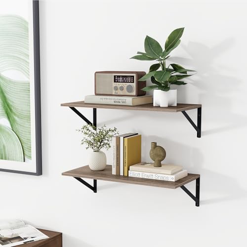 24W x 12D Deep Floating Shelves Set of 2 Grey (2 Count)