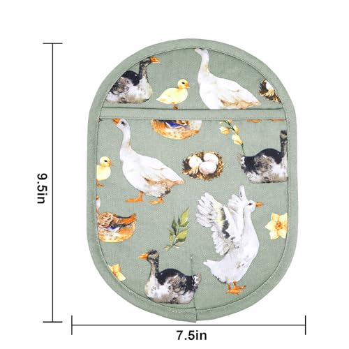 Pot Holders with Transparent Clear Silicone Shell and Nice Duck Flower (2 Count)