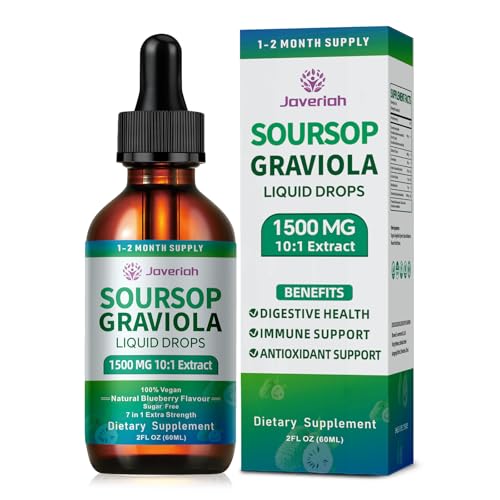 2 Pack Soursop Graviola Leaf Extract Liquid Drops Supplement with Irish Sea Moss & Turmeric for Cellular Support (4 Fl Oz)