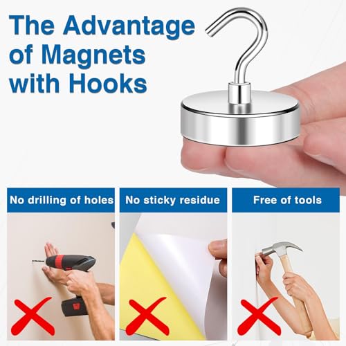 Magnetic Hooks Magnet Hook for Cruise Cabins 170LBS 12P Essentials (12 Count)