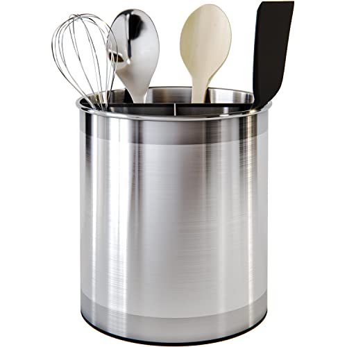 Rotating Extra Large Stainless Steel Utensil Holder Caddy with Sturdy No