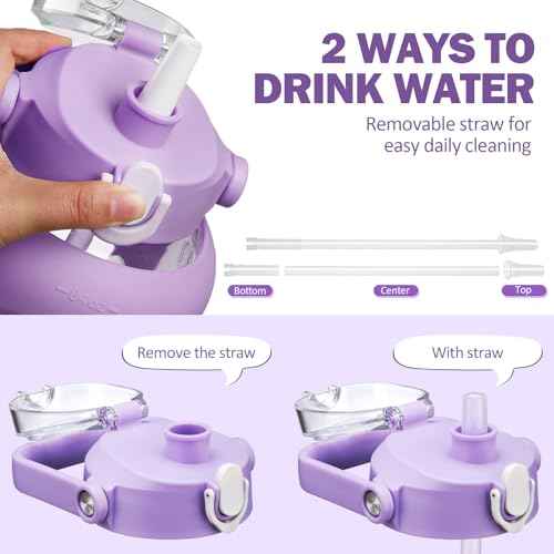 84oz Glass Water Bottle with Straw